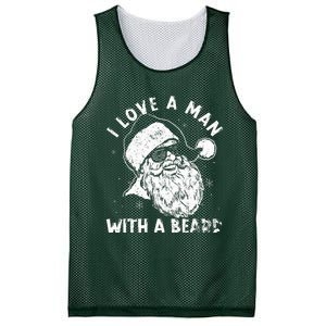 I Love A Man With A Beard Santa Claus Christmas Matching Mesh Reversible Basketball Jersey Tank