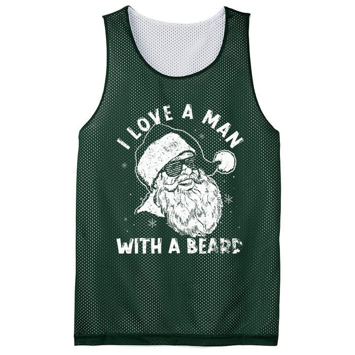 I Love A Man With A Beard Santa Claus Christmas Matching Mesh Reversible Basketball Jersey Tank