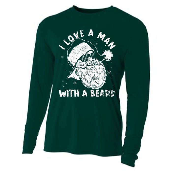 I Love A Man With A Beard Santa Claus Christmas Matching Cooling Performance Long Sleeve Crew