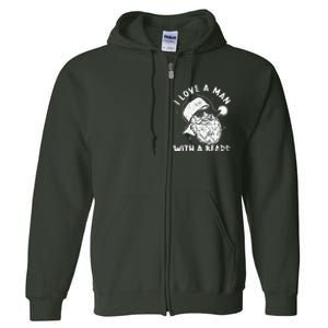 I Love A Man With A Beard Santa Claus Christmas Matching Full Zip Hoodie