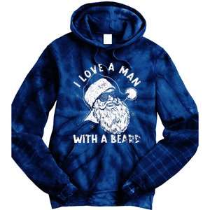 I Love A Man With A Beard Santa Claus Christmas Matching Tie Dye Hoodie