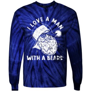 I Love A Man With A Beard Santa Claus Christmas Matching Tie-Dye Long Sleeve Shirt