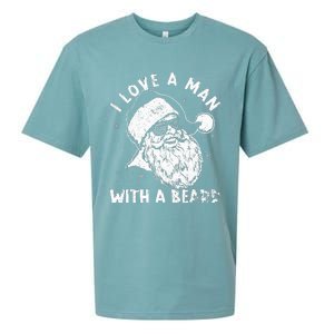 I Love A Man With A Beard Santa Claus Christmas Matching Sueded Cloud Jersey T-Shirt