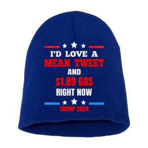 ID Love A Mean Tweet Funny Anti Joe Biden Trump 2024 Maga Funny Gift Short Acrylic Beanie