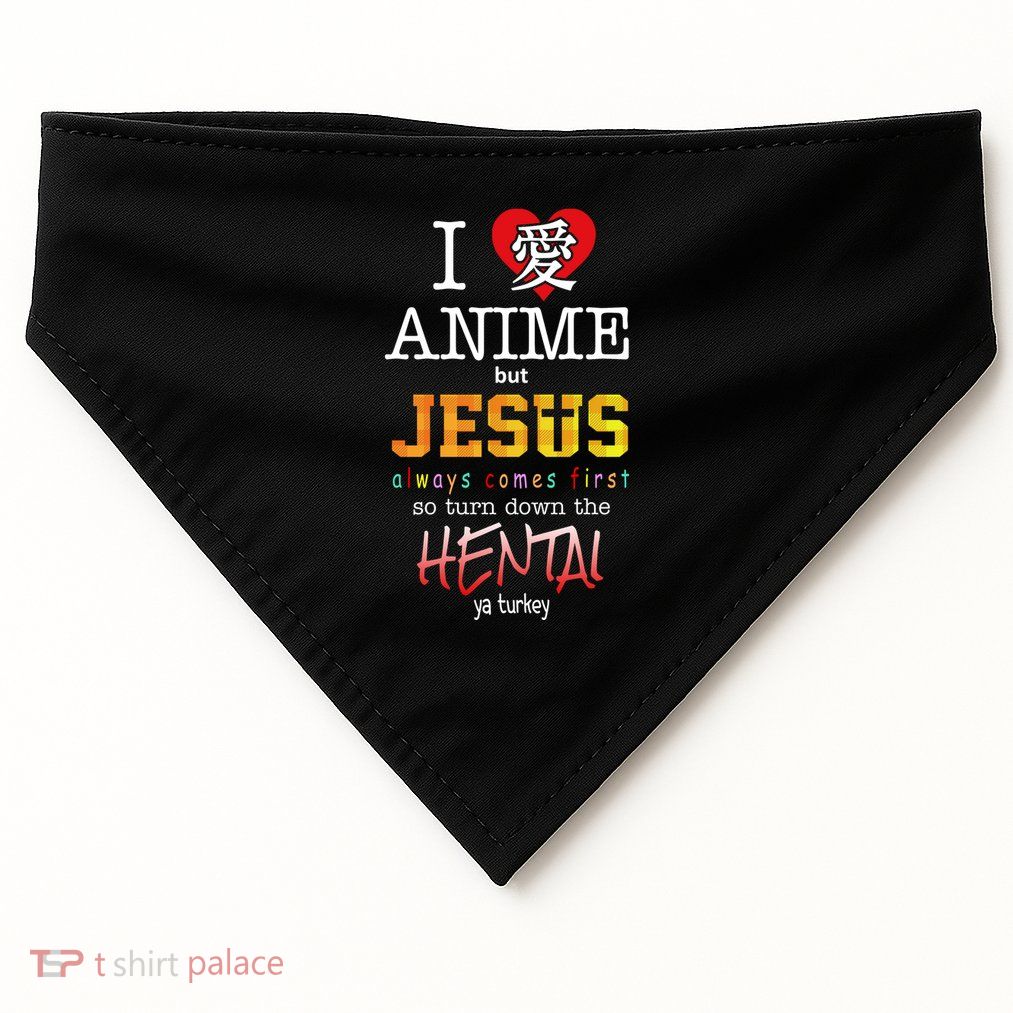 I Love Anime But Jesus Always Comes First USA-Made Doggie Bandana
