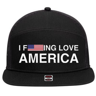 I love america  7 Panel Mesh Trucker Snapback Hat