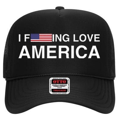 I love america  High Crown Mesh Back Trucker Hat