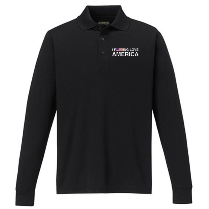 I love america  Performance Long Sleeve Polo