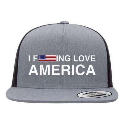 I love america  Flat Bill Trucker Hat