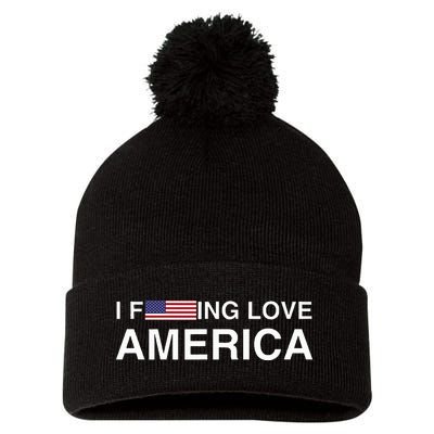 I love america  Pom Pom 12in Knit Beanie