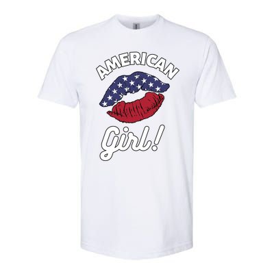 I Love America Kiss Lips Usa United States American Us Funny Gift Softstyle® CVC T-Shirt