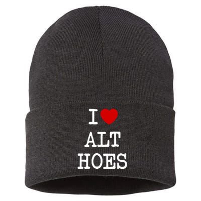 I Love Alt Hoes I Heart Alt Hoes Funny Red Heart Sustainable Knit Beanie