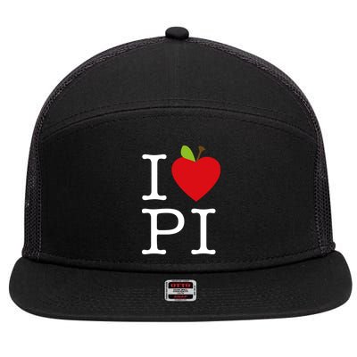 I Love Apple Pi Pie I Funny Math Geeks Gift 7 Panel Mesh Trucker Snapback Hat