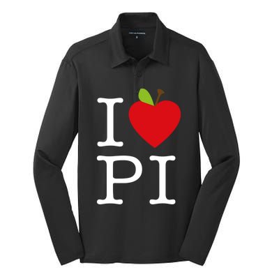 I Love Apple Pi Pie I Funny Math Geeks Gift Silk Touch Performance Long Sleeve Polo