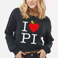 I Love Apple Pi Pie I Funny Math Geeks Gift Cropped Pullover Crew