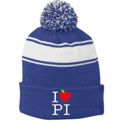 I Love Apple Pi Pie I Funny Math Geeks Gift Stripe Pom Pom Beanie