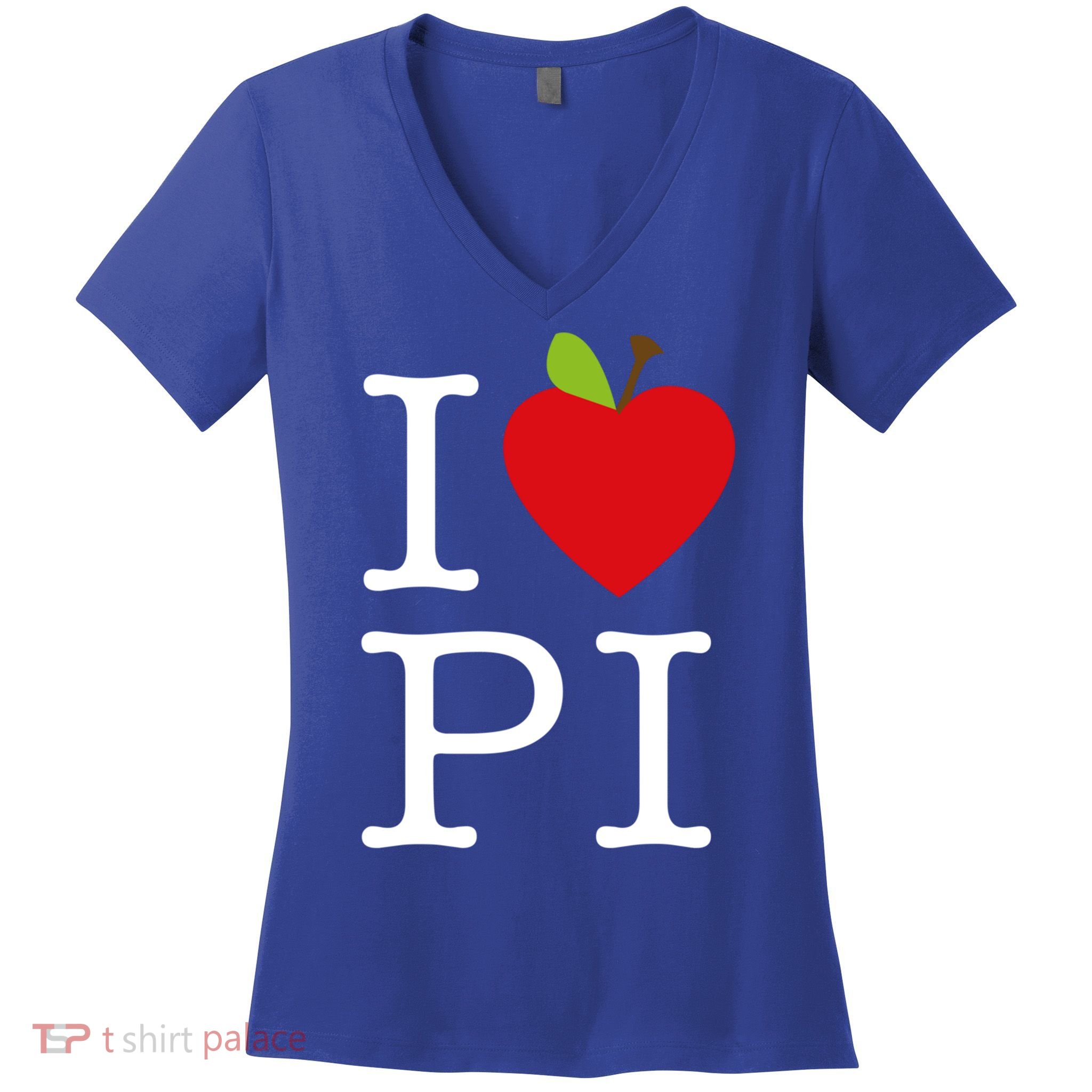 I Love Apple Pi Pie I Funny Math Geeks Gift Women's V-Neck T-Shirt