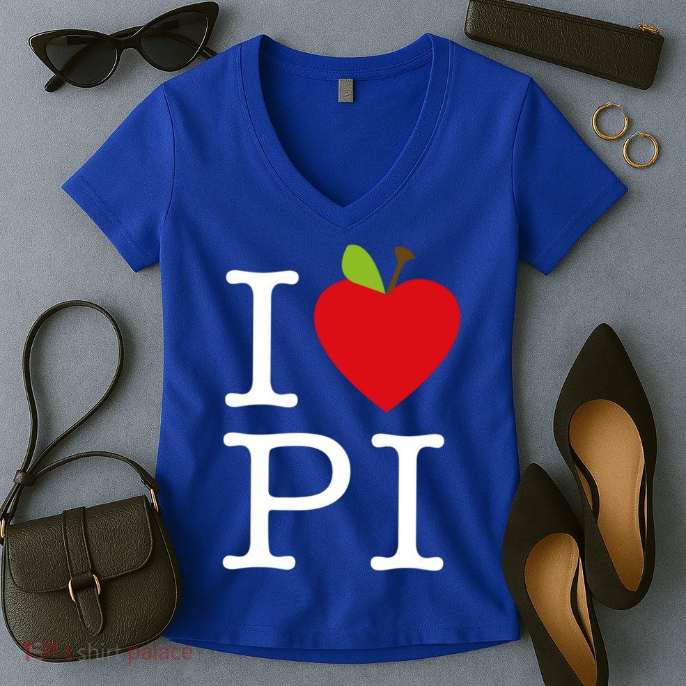 I Love Apple Pi Pie I Funny Math Geeks Gift Women's V-Neck T-Shirt