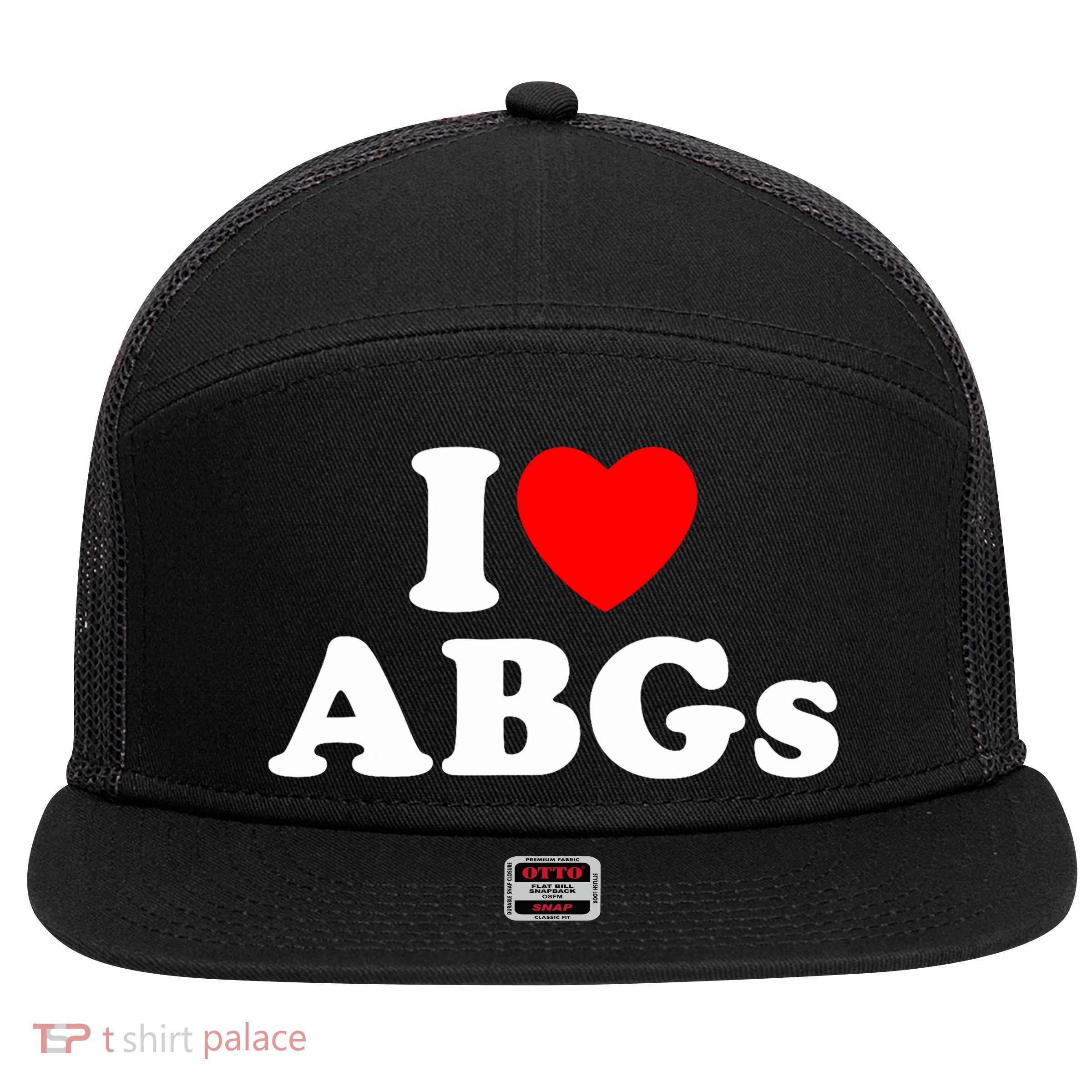 I Love Abgs I Heart Abgs Funny Asian Baby Lover 7 Panel Mesh Trucker Snapback Hat