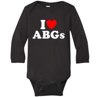 I Love Abgs I Heart Abgs Funny Asian Baby Lover Baby Long Sleeve Bodysuit