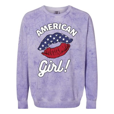 I Love America Lips Usa United States American Us Gift Colorblast Crewneck Sweatshirt