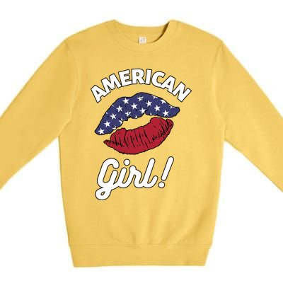 I Love America Lips Usa United States American Us Gift Premium Crewneck Sweatshirt