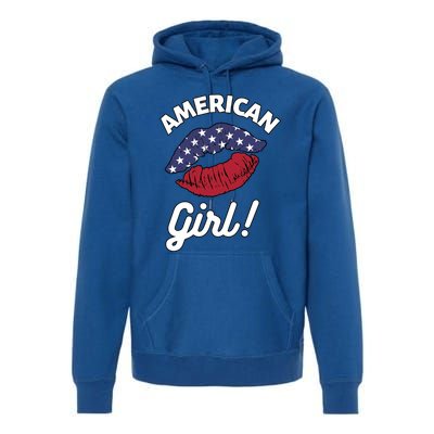 I Love America Lips Usa United States American Us Gift Premium Hoodie