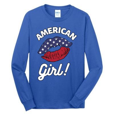 I Love America Lips Usa United States American Us Gift Tall Long Sleeve T-Shirt