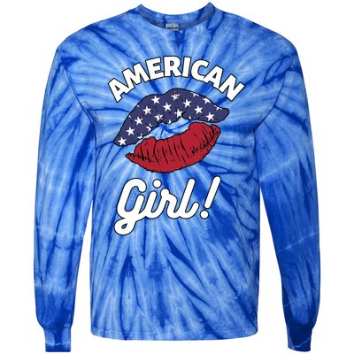 I Love America Lips Usa United States American Us Gift Tie-Dye Long Sleeve Shirt