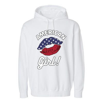 I Love America Lips Usa United States American Us Gift Garment-Dyed Fleece Hoodie