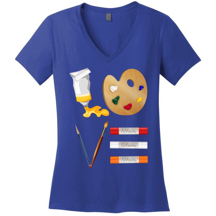 I Love Art Gift Art Student Or Teacher Art Supplies Gift Women's V-Neck T-Shirt