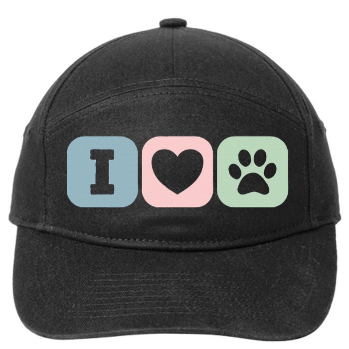 I Love Animals Dog Cat Rescue Owner Gift 7-Panel Snapback Hat