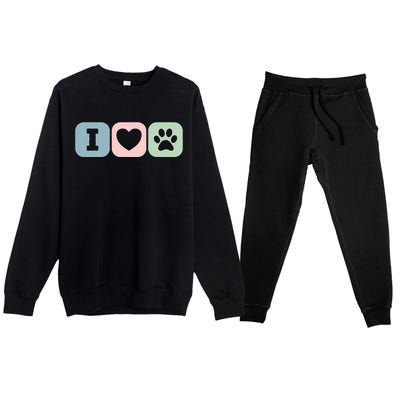 I Love Animals Dog Cat Rescue Owner Gift Premium Crewneck Sweatsuit Set