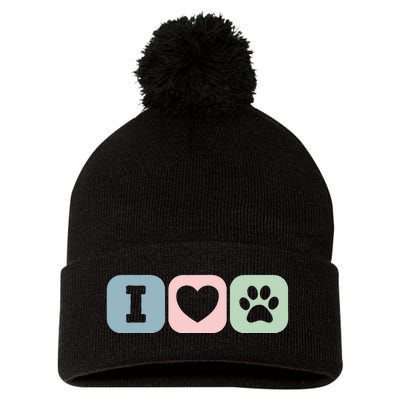 I Love Animals Dog Cat Rescue Owner Gift Pom Pom 12in Knit Beanie