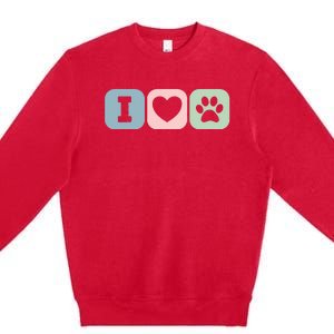 I Love Animals Dog Cat Rescue Owner Gift Premium Crewneck Sweatshirt