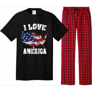 I Love America USA 4th Of July Gift Pajama Set