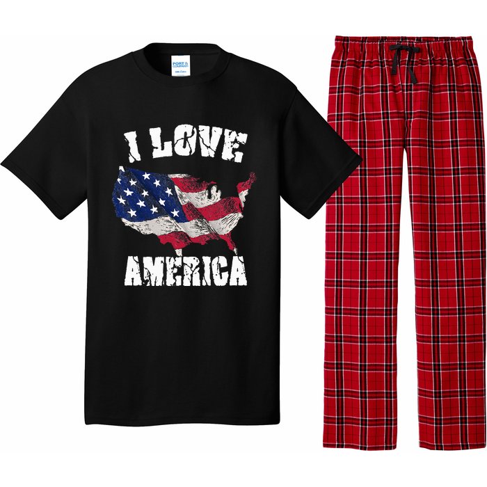 I Love America USA 4th Of July Gift Pajama Set