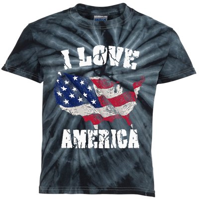 I Love America USA 4th Of July Gift Kids Tie-Dye T-Shirt