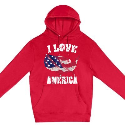 I Love America USA 4th Of July Gift Premium Pullover Hoodie