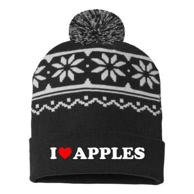 I Love Apples Heart USA-Made Snowflake Beanie