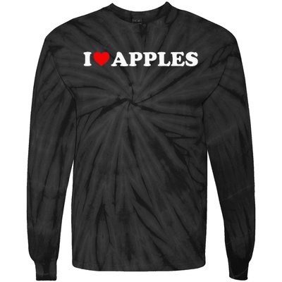 I Love Apples Heart Tie-Dye Long Sleeve Shirt