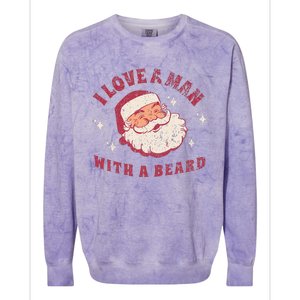 I Love A Man With A Beard Santa Christmas Colorblast Crewneck Sweatshirt