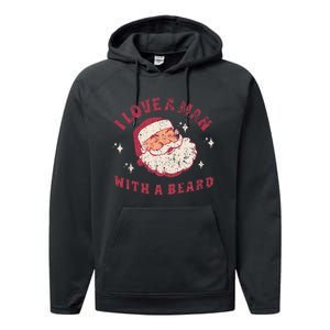 I Love A Man With A Beard Santa Christmas Performance Fleece Hoodie