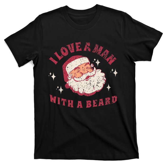 I Love A Man With A Beard Santa Christmas T-Shirt