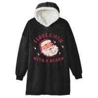 I Love A Man With A Beard Santa Christmas Hooded Wearable Blanket