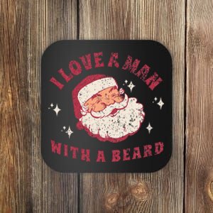 I Love A Man With A Beard Santa Christmas Coaster