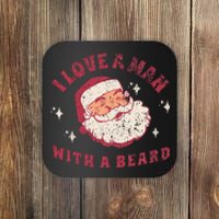 I Love A Man With A Beard Santa Christmas Coaster