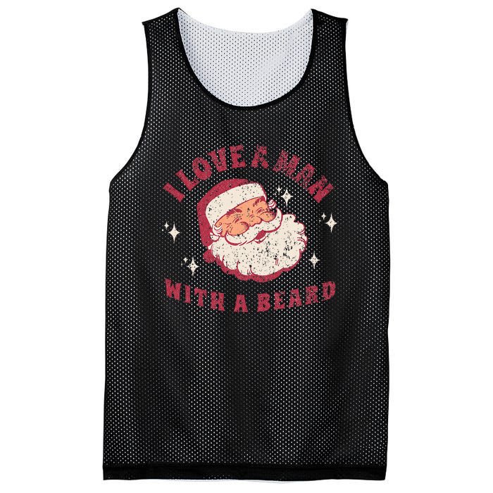 I Love A Man With A Beard Santa Christmas Mesh Reversible Basketball Jersey Tank