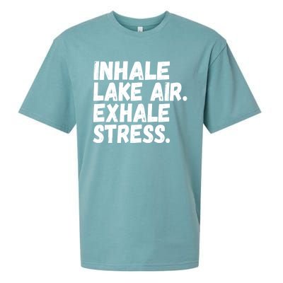 Inhale Lake Air Exhale Stress Funny Meditation At The Lake Gift Sueded Cloud Jersey T-Shirt