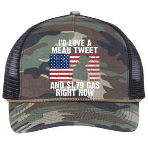 I'd Love A Mean Tweet And $1.79 Gas Right Now Retro Rope Trucker Hat Cap